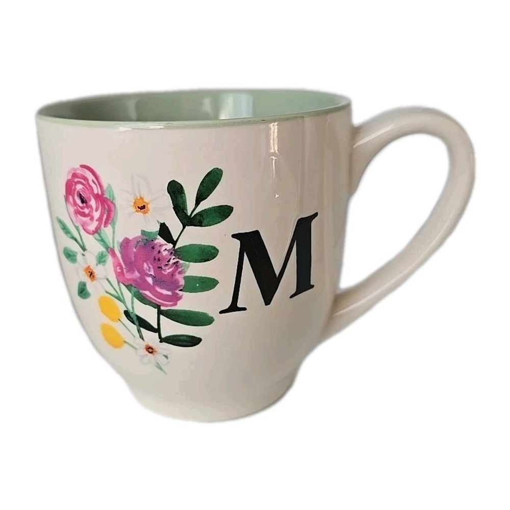 New Modern Expression Flower Initial M‎ Chic Coffee Cocoa Tea Mug Cup